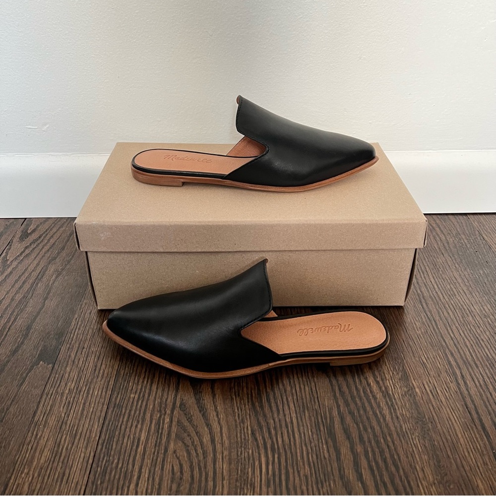 Madewell Black Leather Slide Loafers